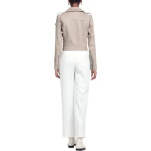 Premium Genuine Leather Beige Jacket For Women