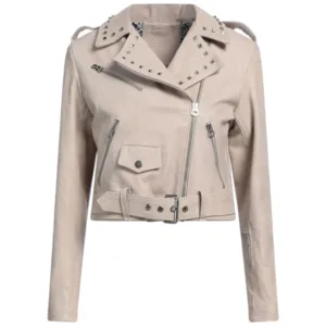Women’s Studded Leather Biker Jacket
