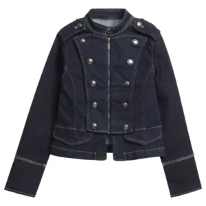 women's military denim jacket - front view