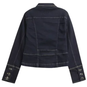 Women'S Military Denim Jacket Back With Button Cuffs